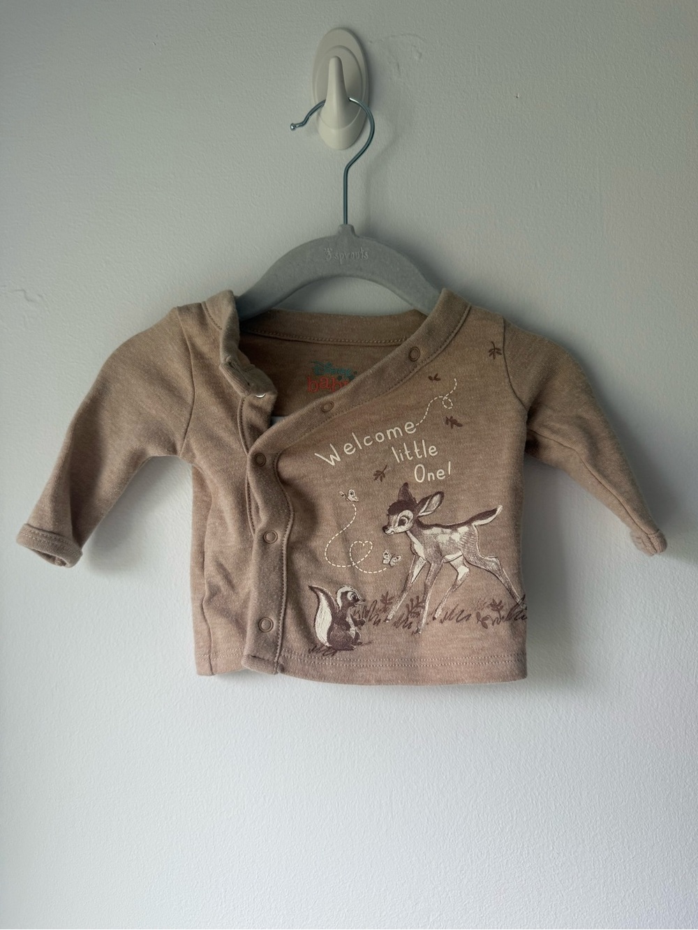 Disney Neutral Brown Infant Wrap-Front Top with Deer & Skunk Graphic